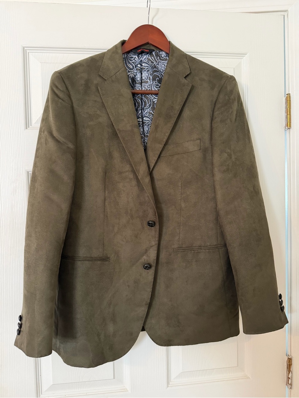 Olive Suede-Look Sport Coat Blazer